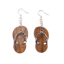 Popular a Pair Plated Silver Natural Tiger Eye Stone Slipper Earring for Gifts